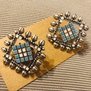 Elegant Hand Made German Silver Earrings Ethnic